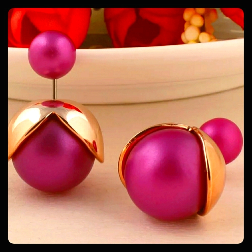💜💫Purple & Gold Petal Double-Side Earrings💫💜